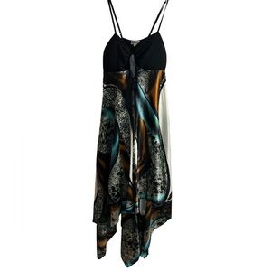 Elegant Asymmetrical Black and Multicolor Dress
